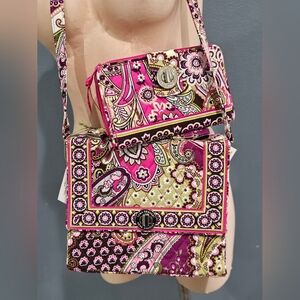 Nwt VERA BRALDLEY Purse & Zip Around Wallet Turn Lock Very Berry Paisley